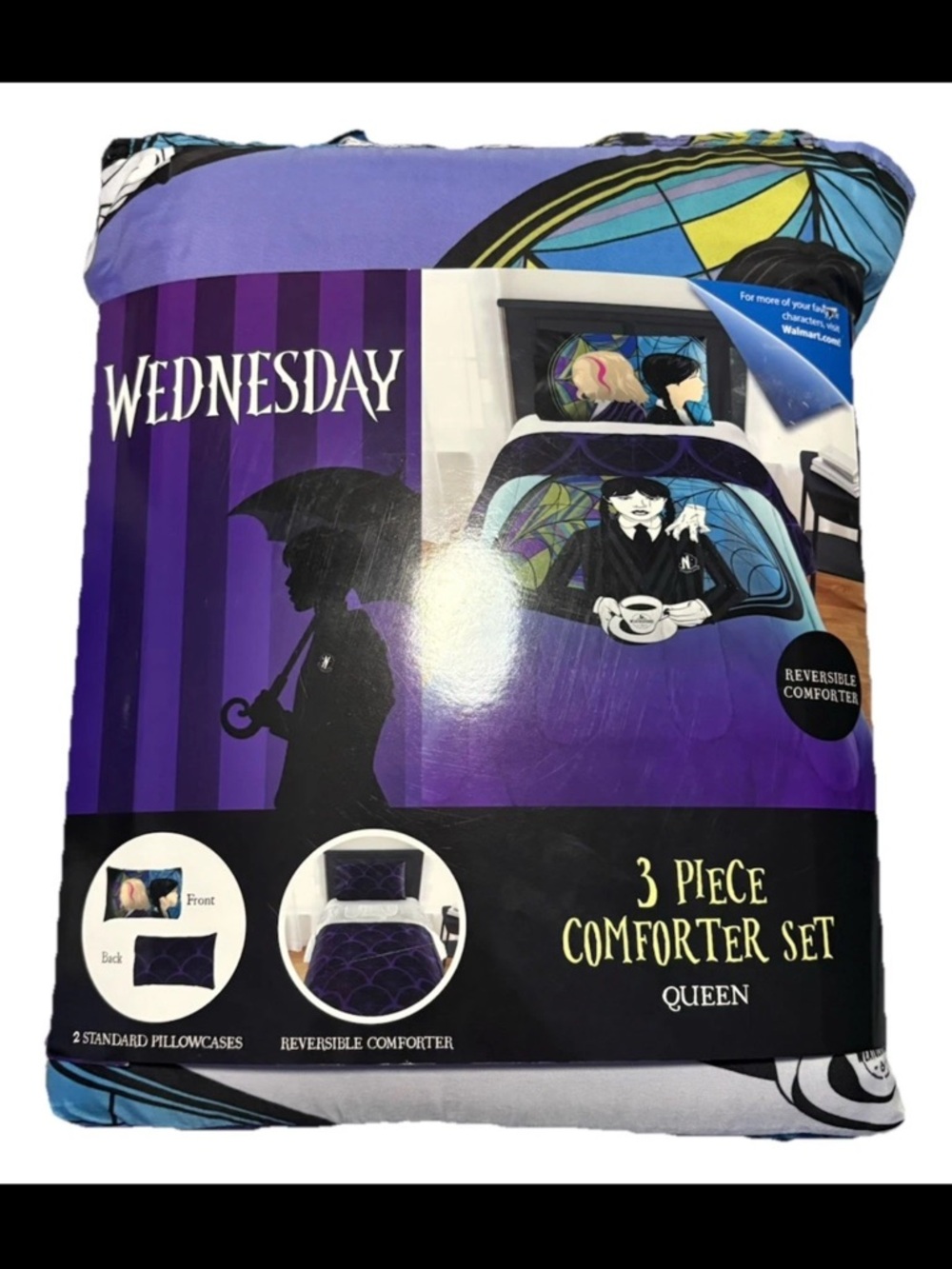 Wednesday (Addams Family) 3 pc Queen Reversible Comforter Set